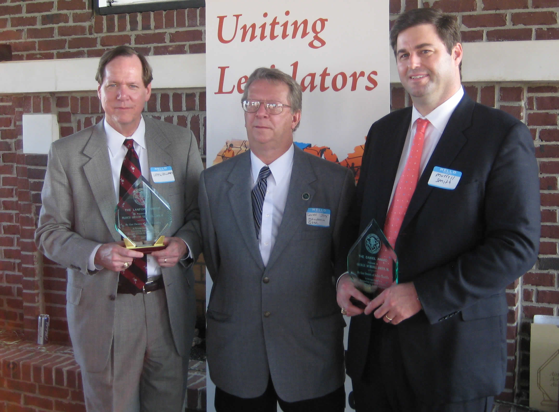 GOSC's Daniel Award presented to Representative Murrell Smith at the April 2008 South Carolina Legislative Sportsman's Caucus
